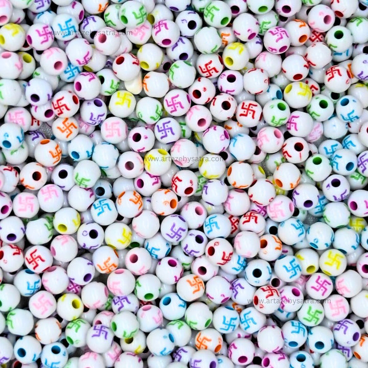 Swastik Pastel Plastic Beads | Size : 6mm | PB05