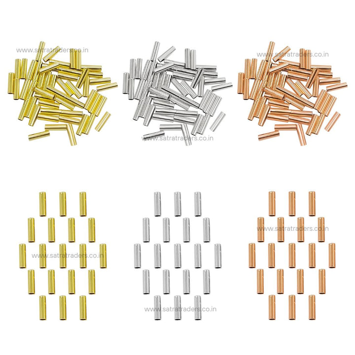 18K Brass Plain Tube Pipe Beads | Size : 7mm | 50pcs | BF218