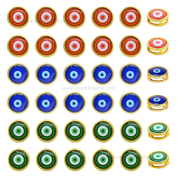 Round Evil Eye Meenakari Kundan Beads | Size : 12mm | Qty : 12pcs | MKB70