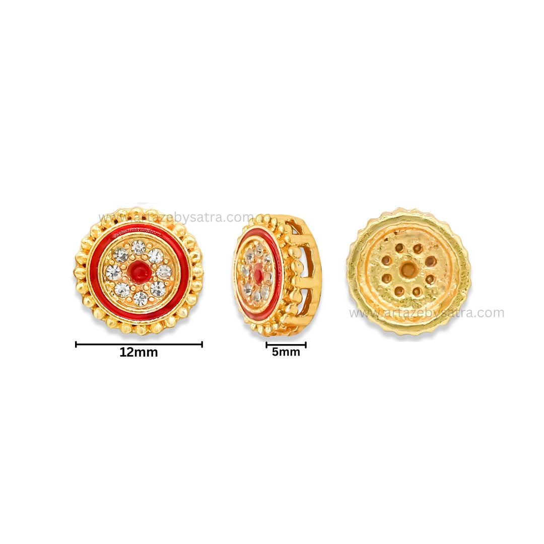 Round Meenakari Kundan Beads | Size : 12mm | Qty : 12pcs | MK26