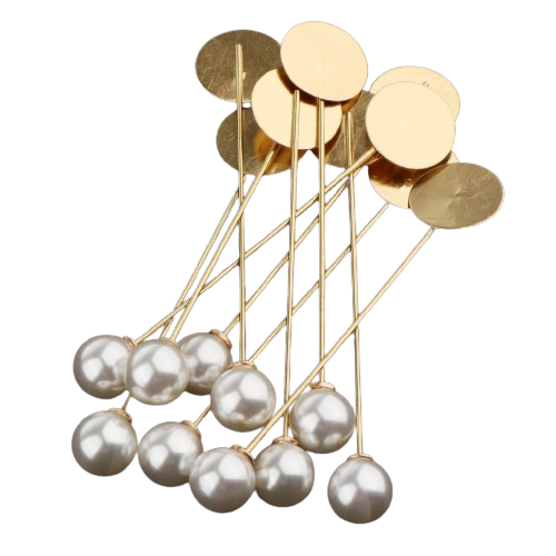 Pearl Lapel Pin | Size : 74mm Round Size : 17mm | 10pcs | BF222