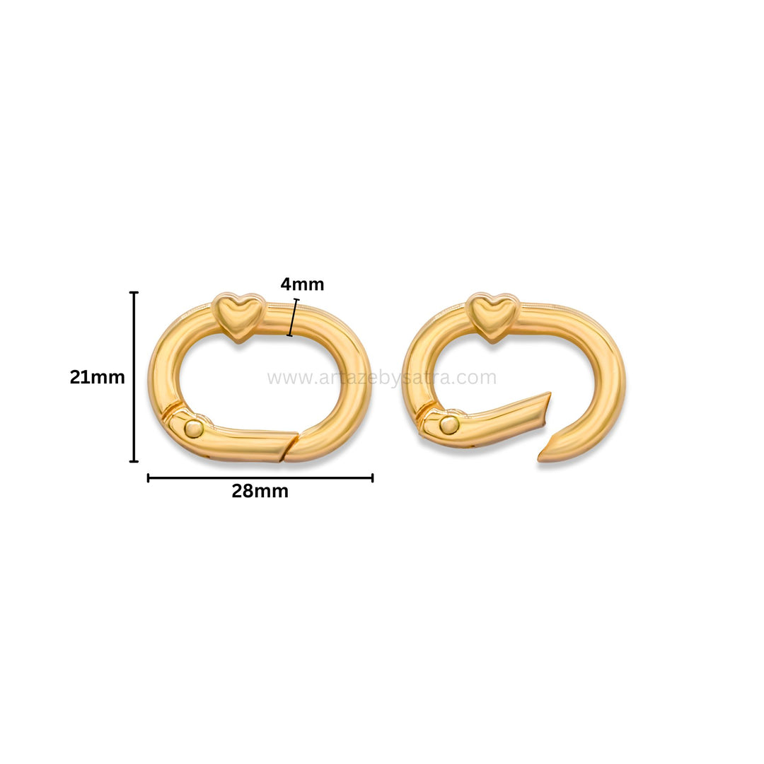 Oval with Heart Accent  Alloy Lock Clasps | Size : 28mm | Qty : 6pcs | BF275