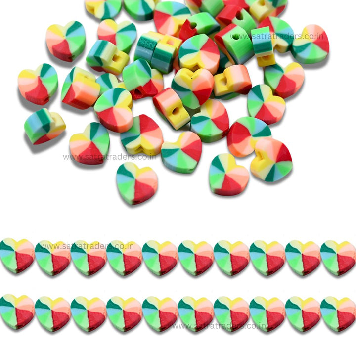 Heart Polymer Clay Fimo Beads | Size 6mm Thickness 2mm | 1String-40 pcs | FB08c