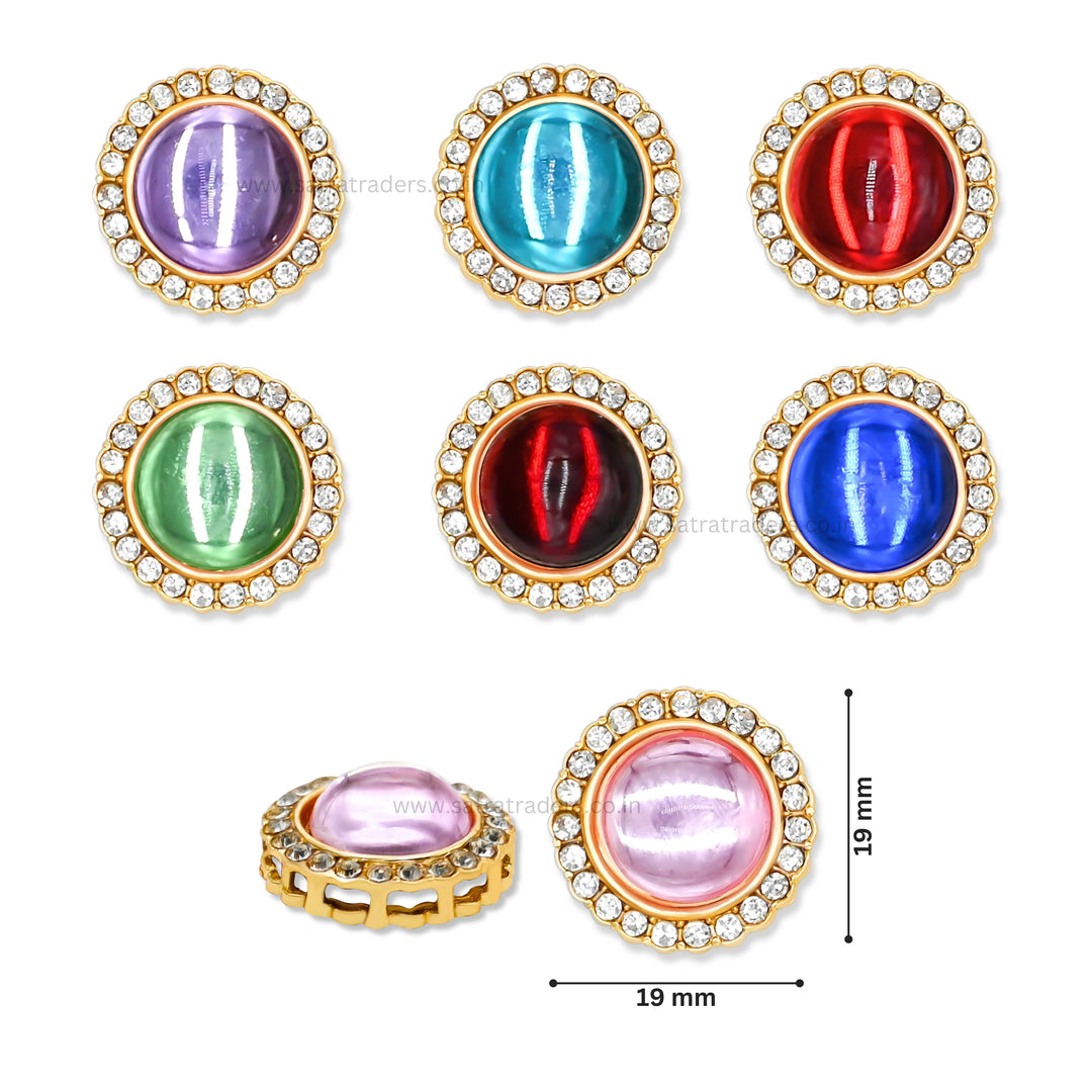 Diamond Round Meenakari Kundan Beads | Size : 19mm | Qty : 6pcs | MKB26