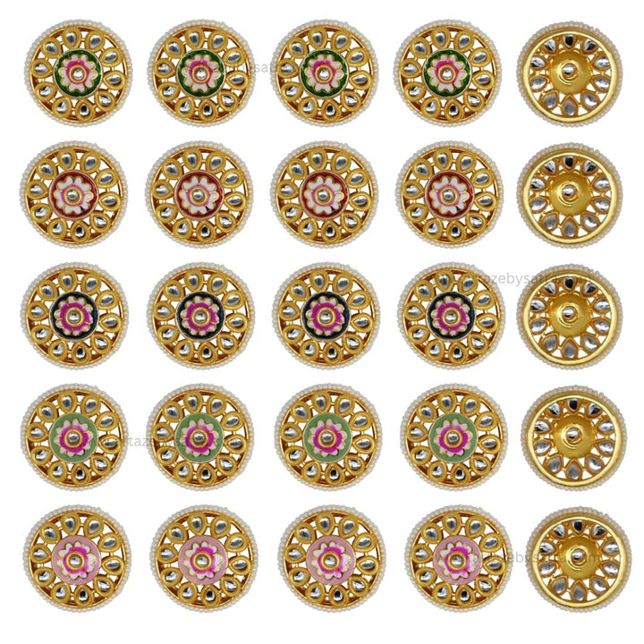 Meenakari Kundan Beads | Size : 16mm | Qty : 6pcs | C-546