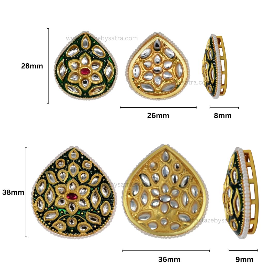 Meenakari Kundan Beads | Size : 28mm,38mm | Qty : 6pcs | C-512