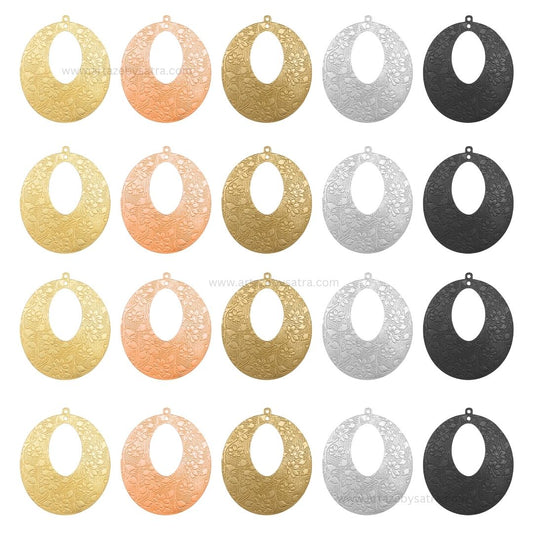 2 Loop Oval Matt Finish Metal Art | Size : 49mm | Qty : 100g | MF14