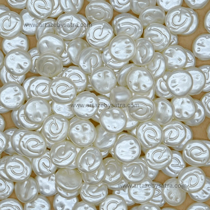 White Round Spiral Plastic Pearl Beads