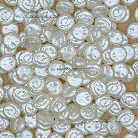 White Round Spiral Plastic Pearl Beads | PPB107