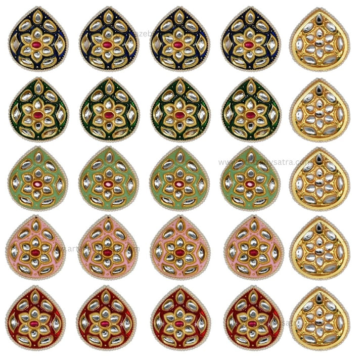 Meenakari Kundan Beads | Size : 28mm,38mm | Qty : 6pcs | C-512