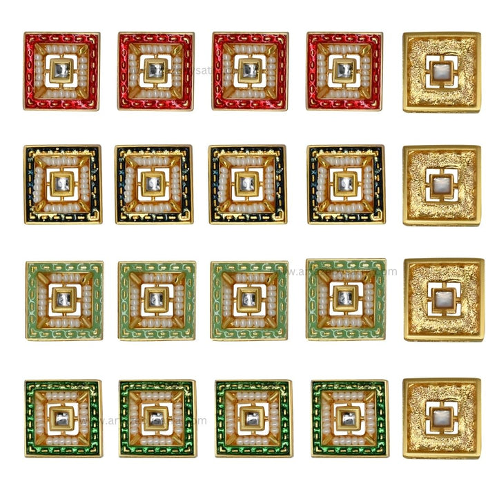 Meenakari Kundan Beads | Size : 14mm | Qty : 12pcs | C-661