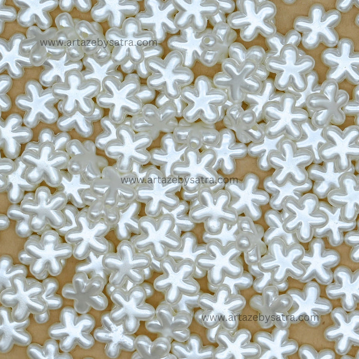 Flower-Shaped Plastic Pearl Beads | Size : 12mm