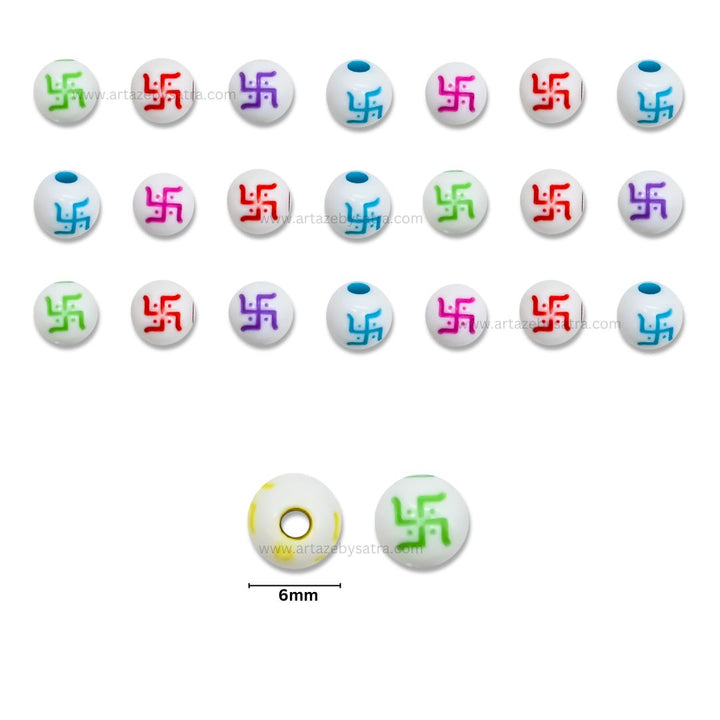 Swastik Pastel Plastic Beads | Size : 6mm | PB05