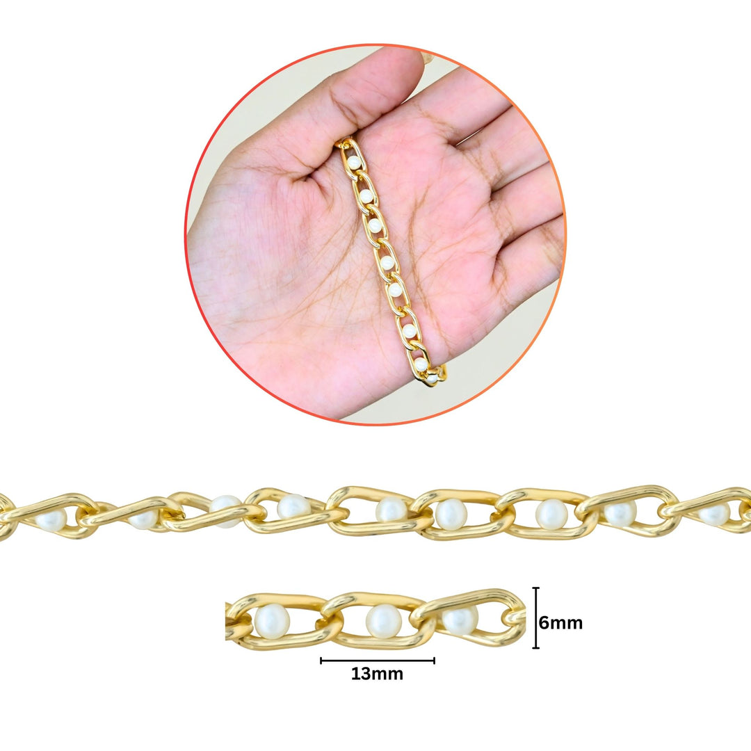 Aluminium Chain | Size : W-6mm H-13mm | 1mtr | JT-9-35-7