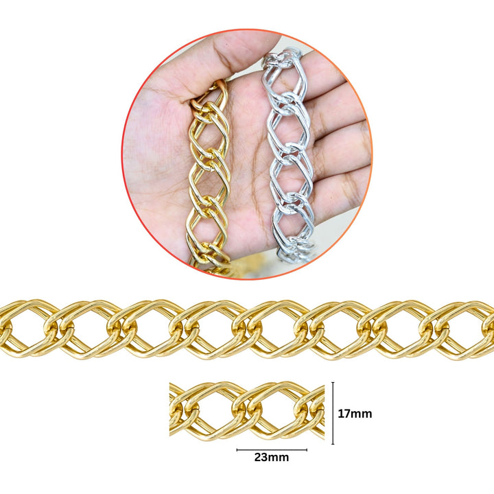 Aluminium Chain | Size : W-17mm H-23mm | Qty : 1mtr | JT-19-35-23