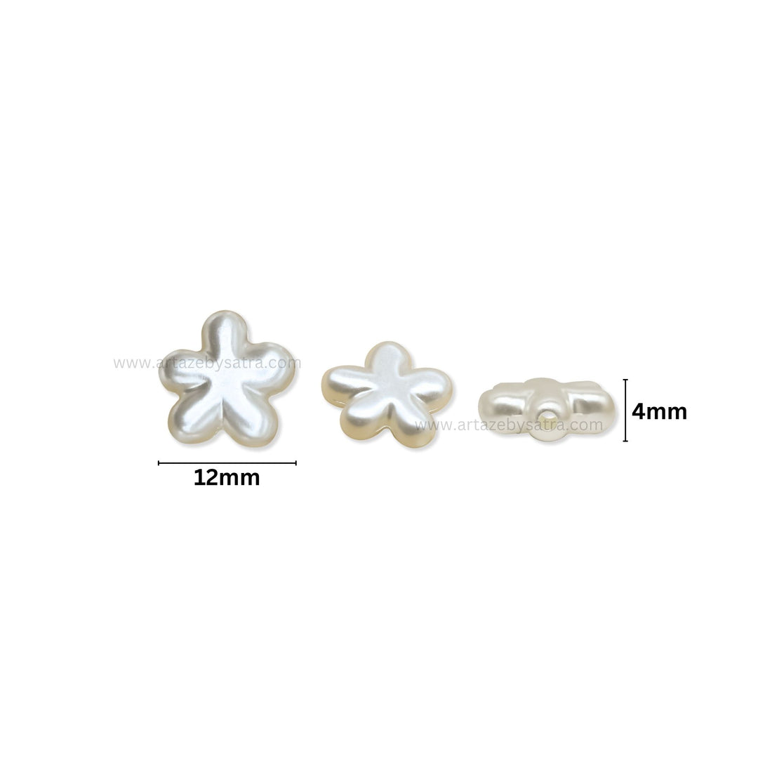 Flower-Shaped Plastic Pearl Beads | Size : 12mm