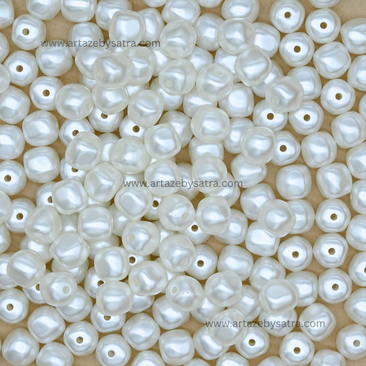 Rounded Cube Plastic Pearl Beads | Size : 10mm