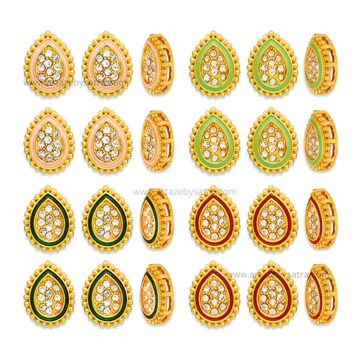 Drop Shape  Meenakari Kundan Beads | Size : 13mm | Qty : 12pcs | MK28