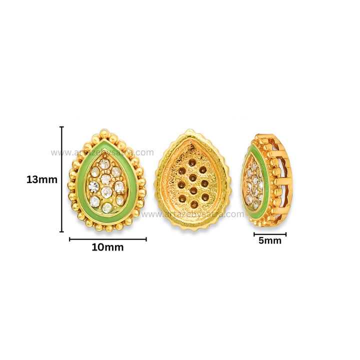 Drop Shape  Meenakari Kundan Beads | Size : 13mm | Qty : 12pcs | MK28
