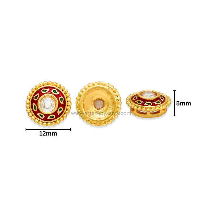 Round Shape  Meenakari Kundan Beads | Size : 12mm | Qty : 12pcs | MK29
