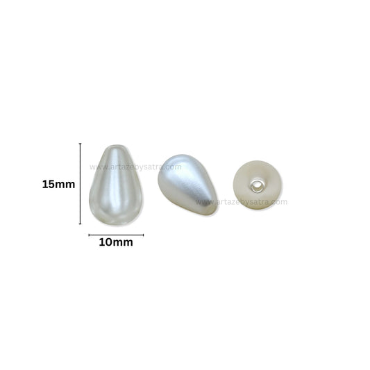 Teardrop Shape Plastic Pearl Beads | Size : 15mm | PPB112
