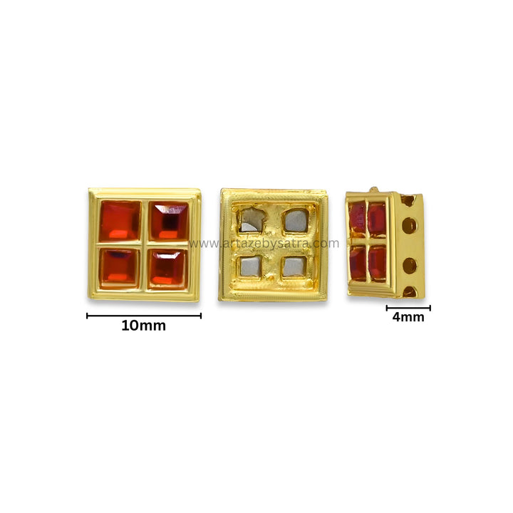Square Shape Meenakari Kundan Beads | Size : 10mm | Qty : 12pcs | MK32