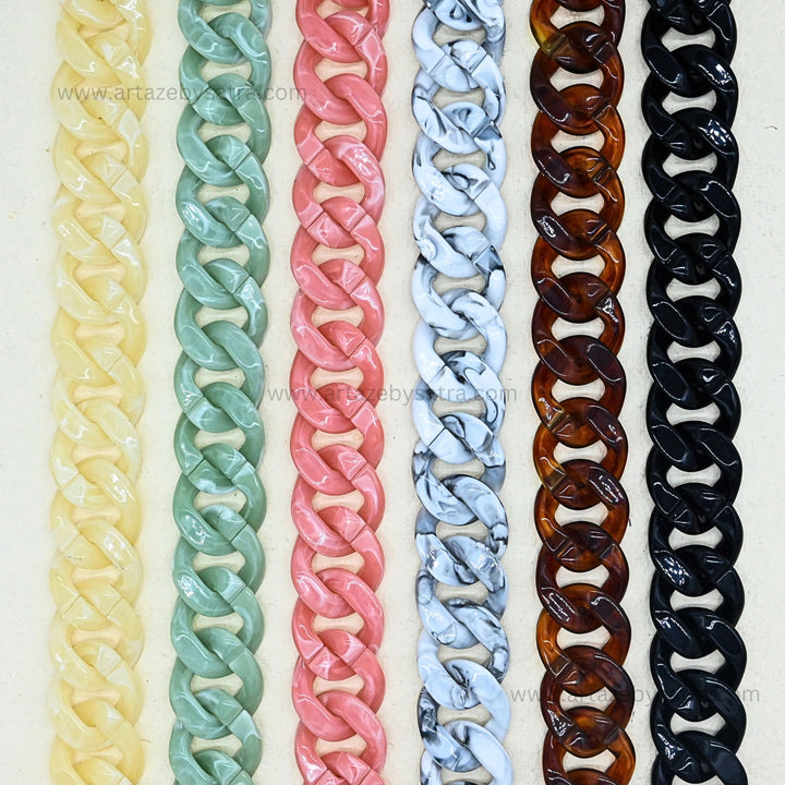 Matte Translucent Acrylic Chain | Size : 33mm | Qty : 1mtr | AC01