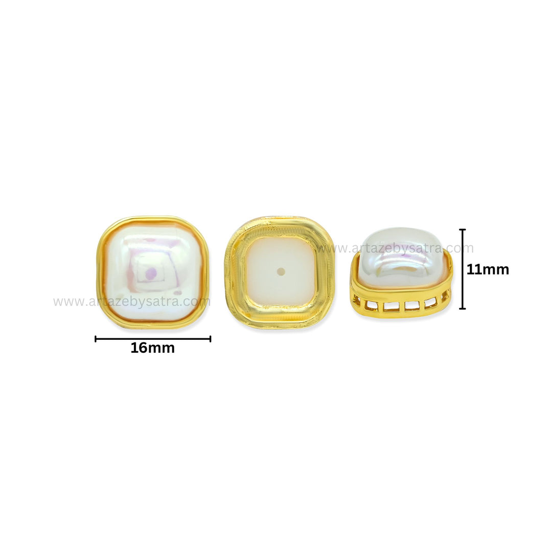 Square Shape MOP Meenakari Kundan Beads | Size : 16mm | Qty : 12pcs | MK37