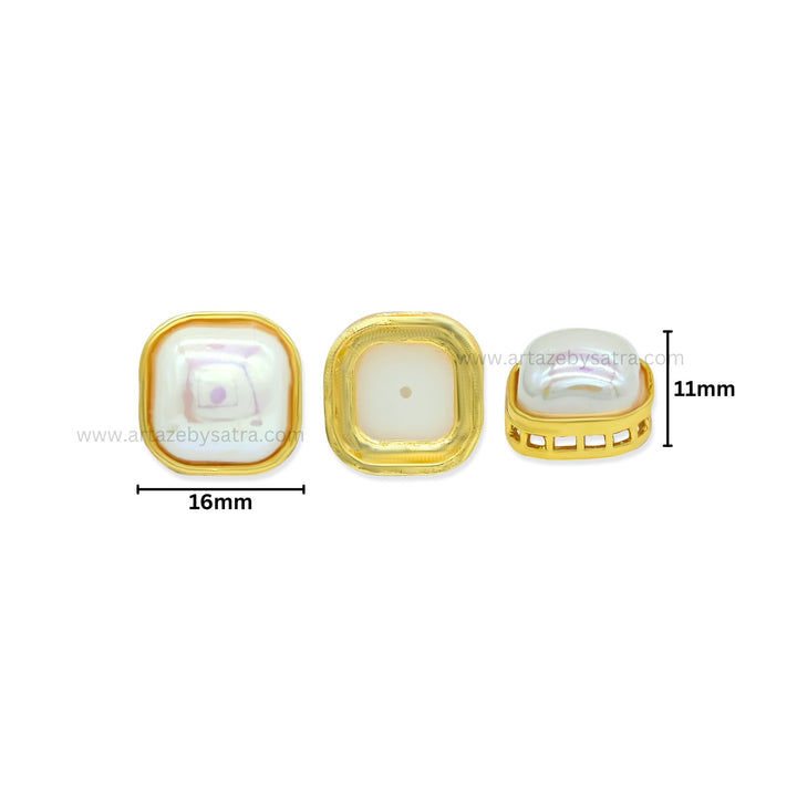 Square Shape MOP Meenakari Kundan Beads | Size : 16mm | Qty : 12pcs | MK37