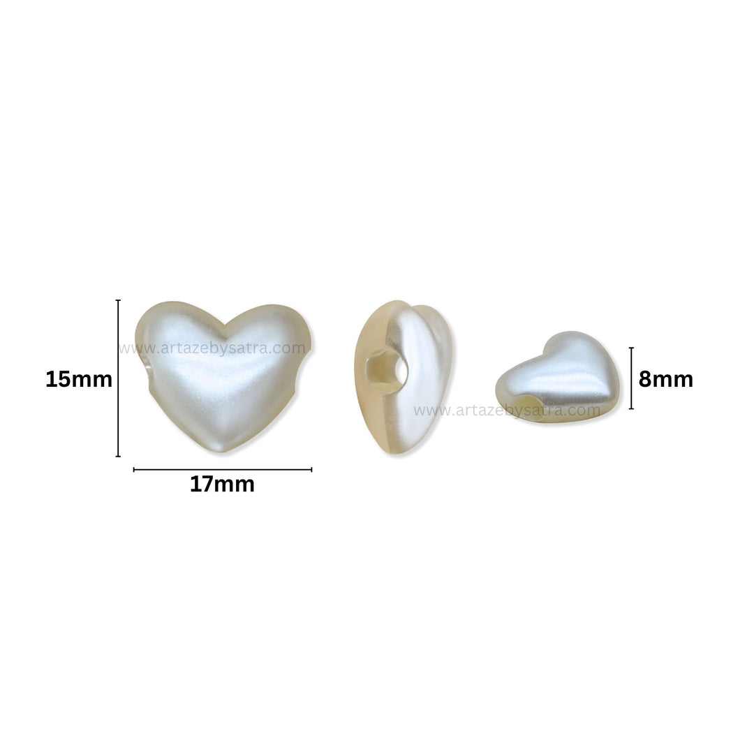 Heart-Shaped Plastic Pearl Beads | Size : 15mm