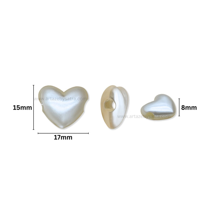 Heart-Shaped Plastic Pearl Beads | Size : 15mm