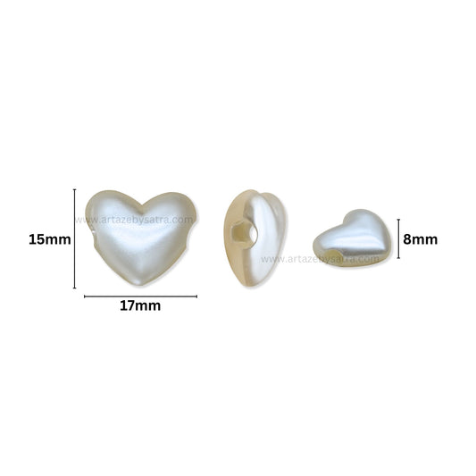 Heart-Shaped Plastic Pearl Beads | Size : 17mm | PPB113