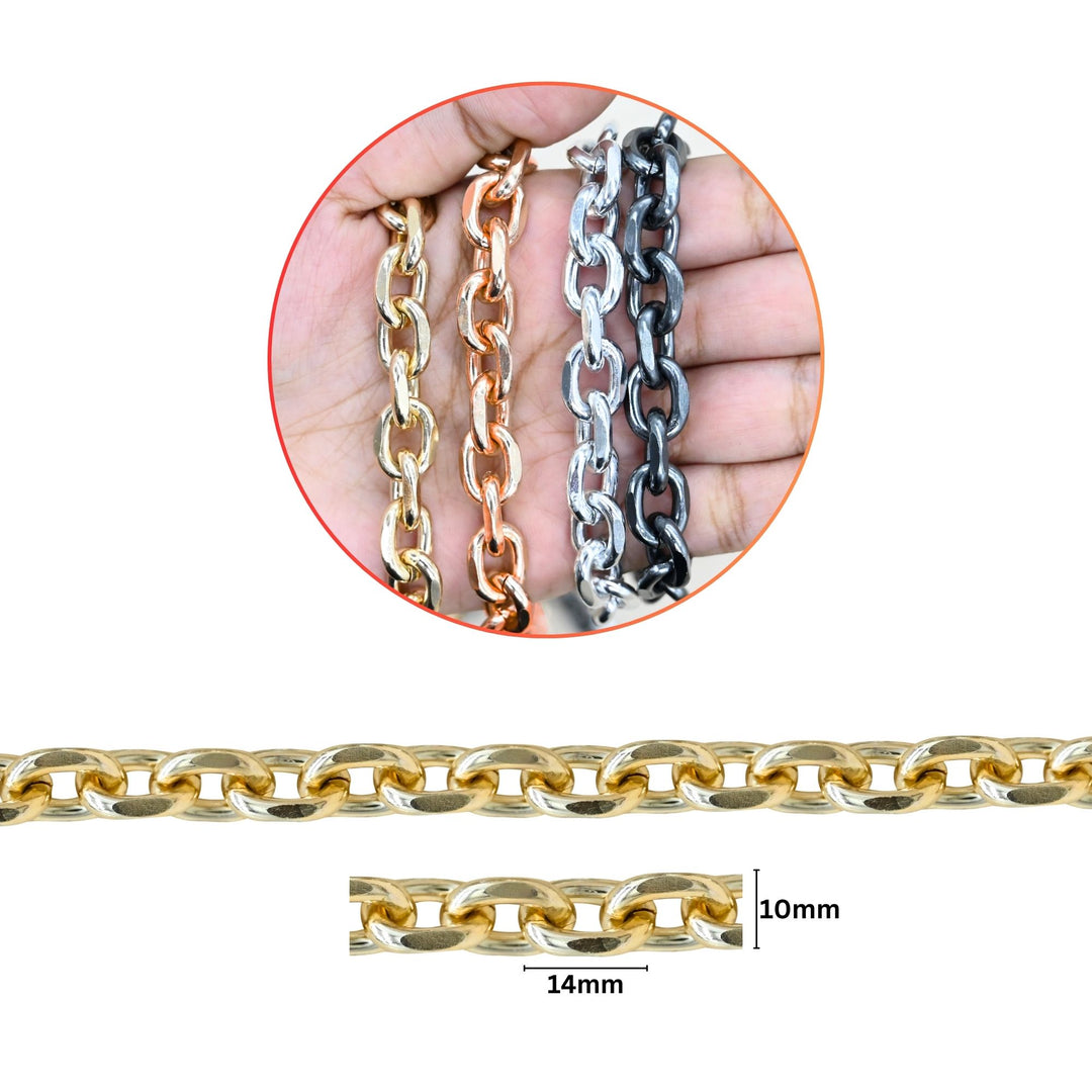 Aluminium Chain | Size : W-10mm H-14mm | Qty : 1mtr | JT-19-35-46