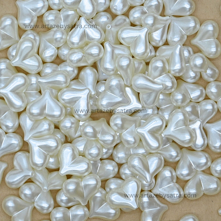 Puffy Heart-Shaped Plastic Pearl Beads