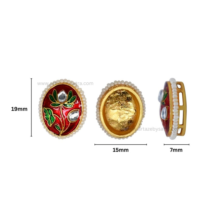 Meenakari Kundan Beads | Size : 19mm | Qty : 12pcs | C-463