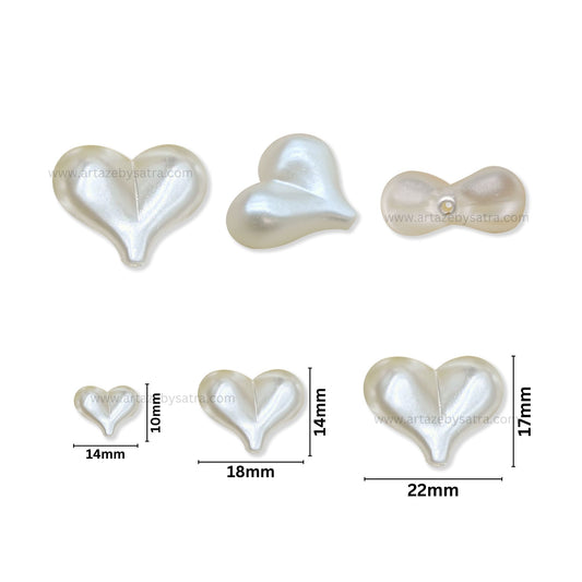 Puffy Heart-Shaped Plastic Pearl Beads | PPB114
