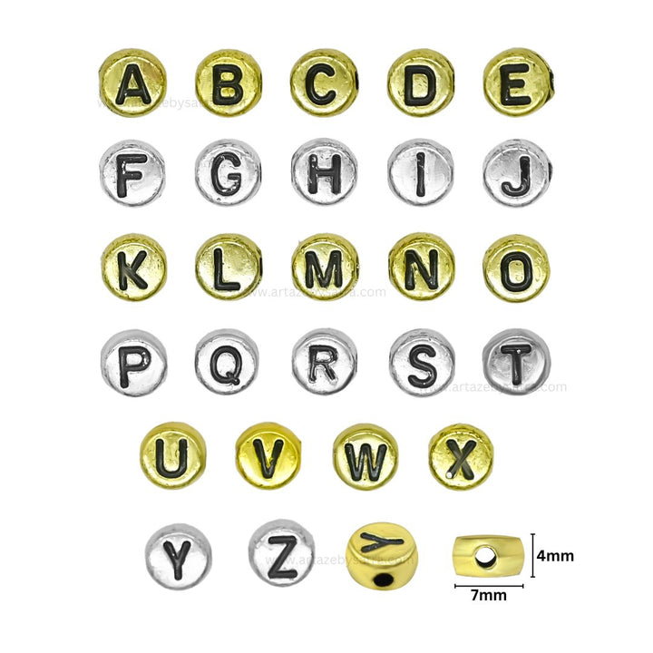 Round Alphabet Plastic Beads | Size : 7mm | PB115