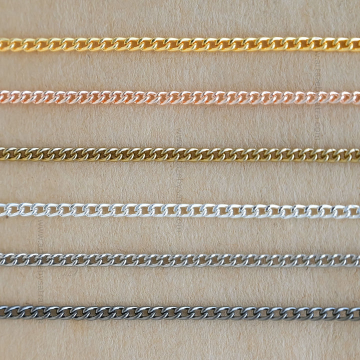 Iron Twisted Link Curb Chain | Size:H-2mm W-3mm | Qty : 100g | IC02