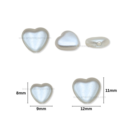 White Smooth Heart Plastic Pearl Beads | PPB115