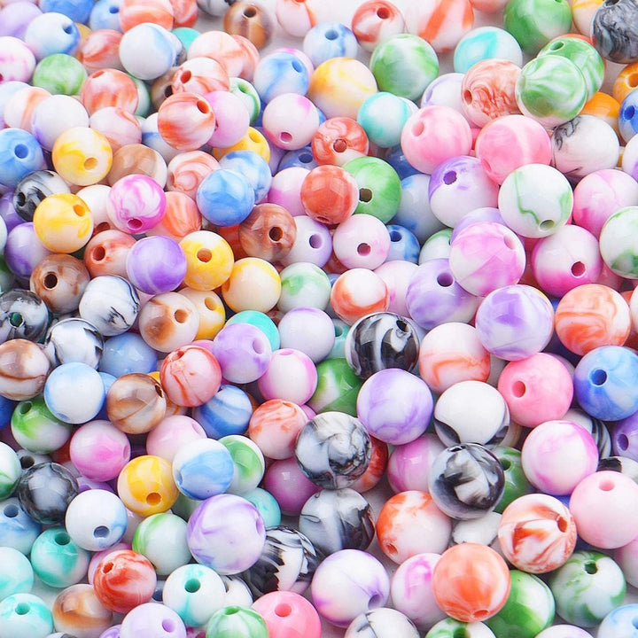 Assorted Marble Plastic Beads | Size : 8mm, 10mm | PB73