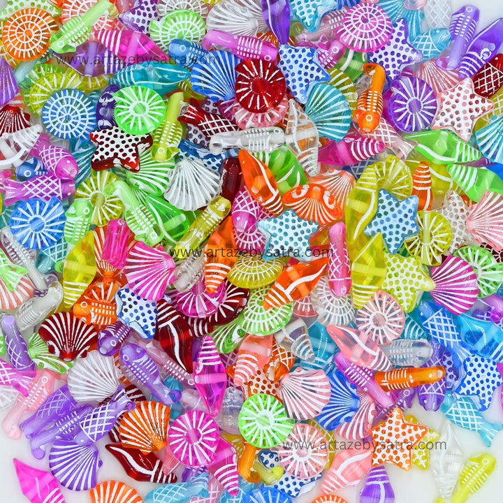 Mixed Sea Life Shaped Acrylic Beads