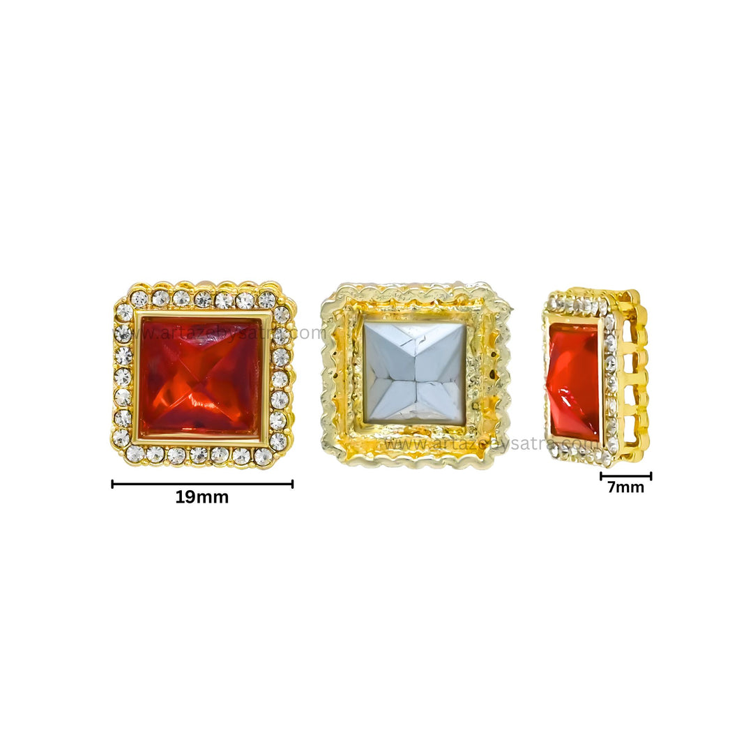 Square Shape  Meenakari Kundan Beads | Size : 19mm | Qty : 6pcs | MK31