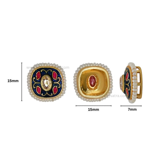 Meenakari Kundan Beads | Size : 15mm | Qty : 12pcs | C-295