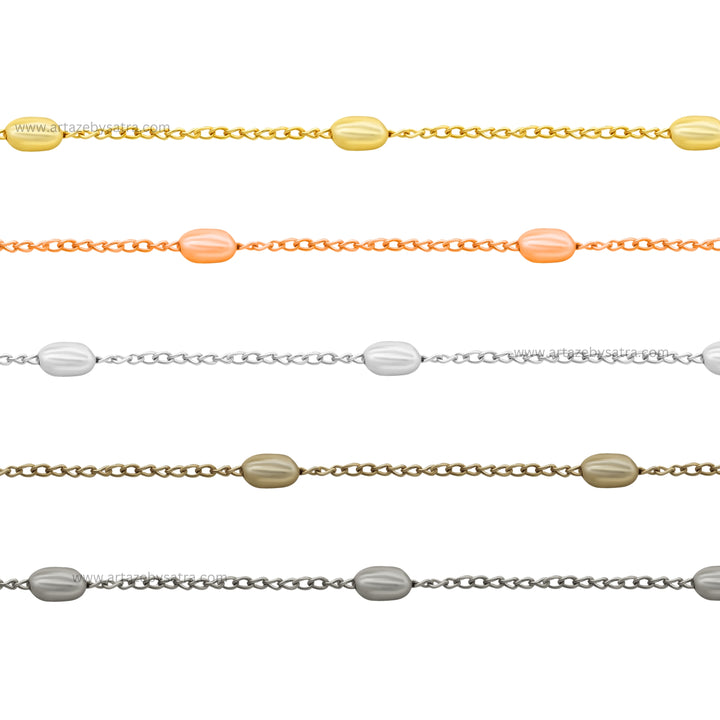 Iron Oval Beaded Chain | Qty : 5pcs (High Quality) | RC08