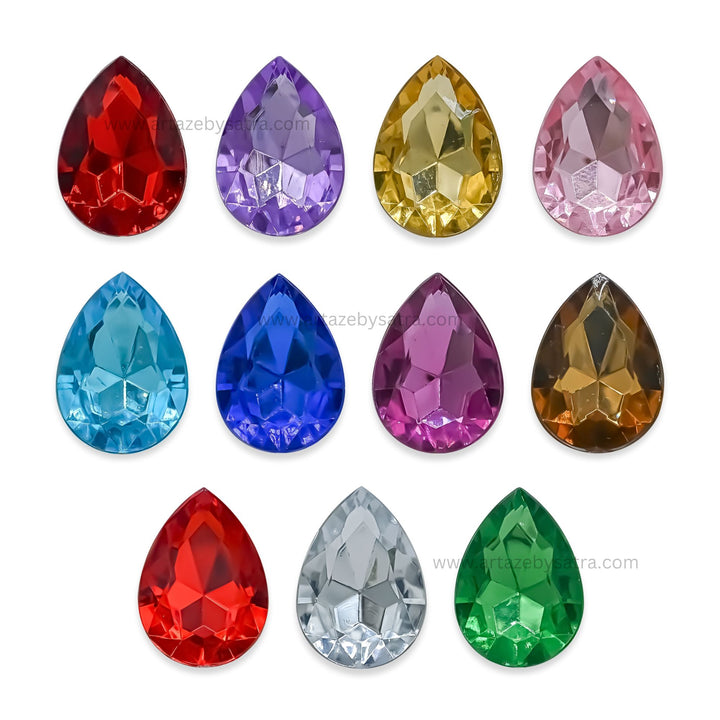 Drop Shape Acrylic Stones | Size : H-25mm W-18mm | Qty : 100pcs