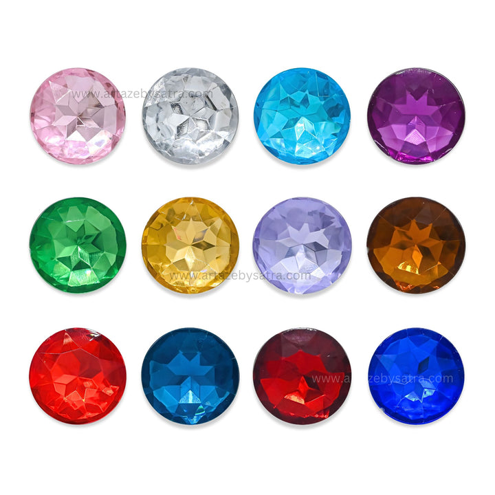 Round Shape Acrylic Stones | Size : 27mm | Qty : 100pcs