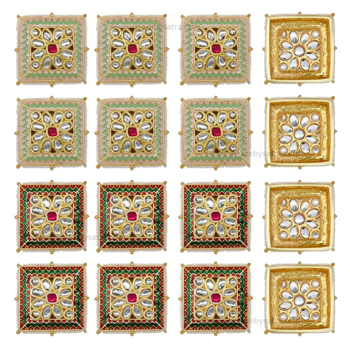 Meenakari Kundan Beads | Size : 29mm | Qty : 6pcs | C-369