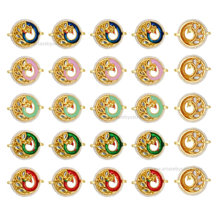 Meenakari Kundan Beads | Size : 20mm | Qty : 12pcs | C-499