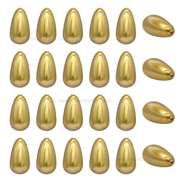 Golden Drop Shape Plastic Beads (1 Hole) | Size : 20mm | Qty : 10pcs