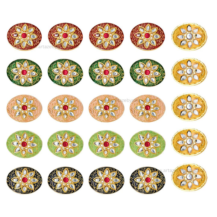 Oval Meenakari Kundan Beads | C-338